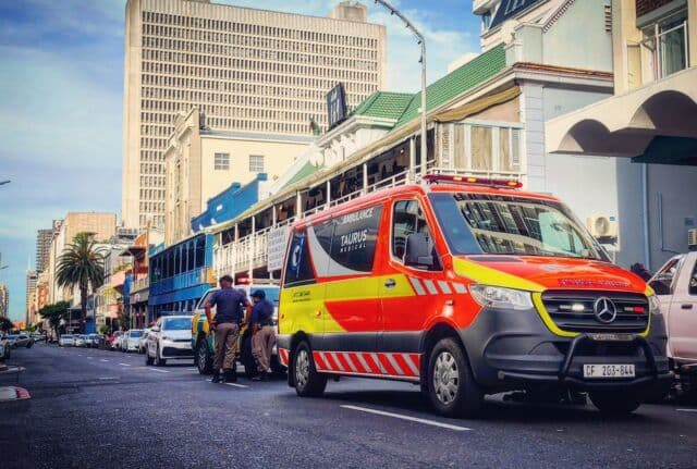 Taurus response ambulance on scene in the Cape Town CBD