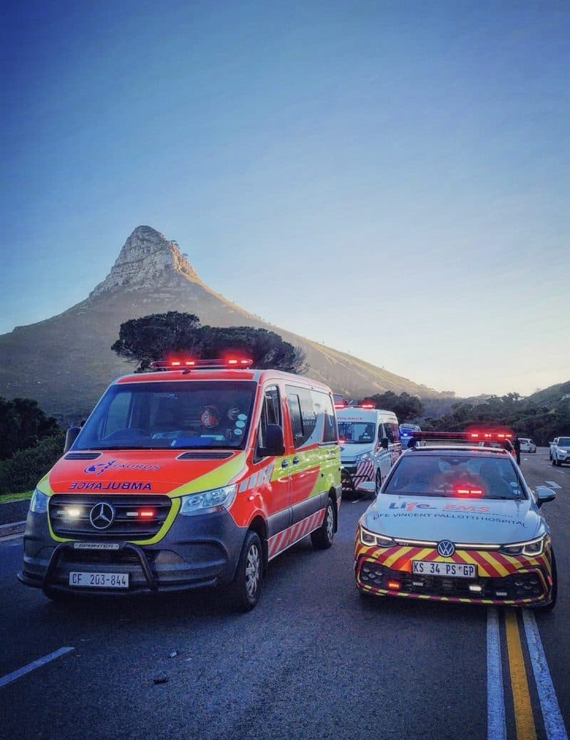 Taurus ambulance and hospital response car staged below Lion's Head
