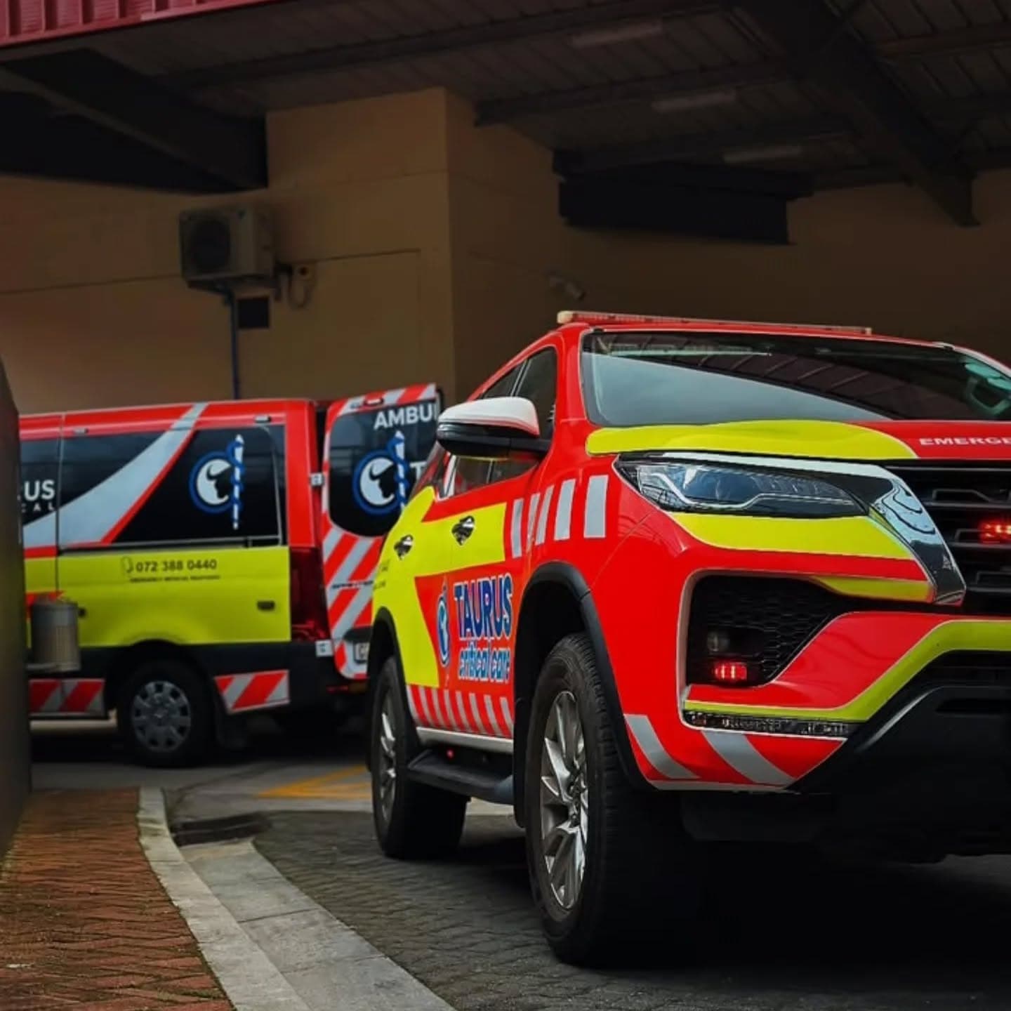 Taurus Medical critical care response vehicle and ambulance at the base